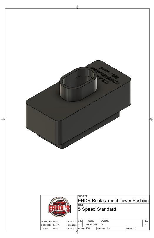Standard Height Replacement Lower Bushing For 5 Speed ENDR
