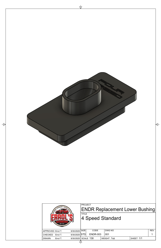 Standard Height Replacement Lower Bushing For 4 Speed ENDR