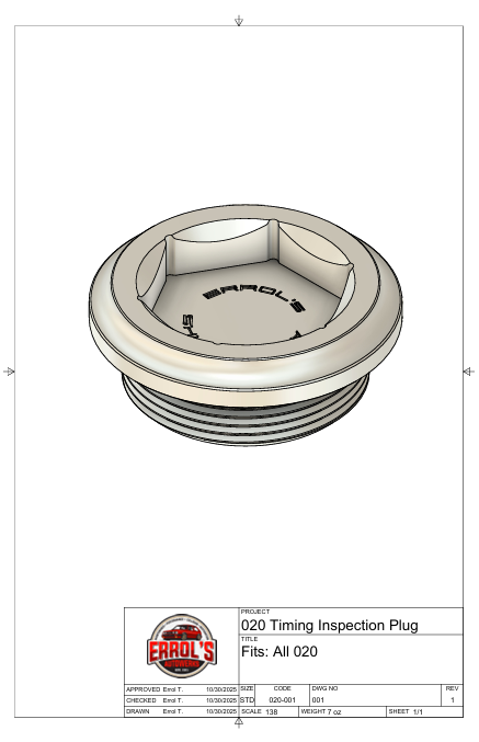020 Timing Plug Cover