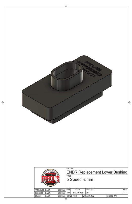 -5mm Height Replacement Lower Bushing For 5 Speed ENDR