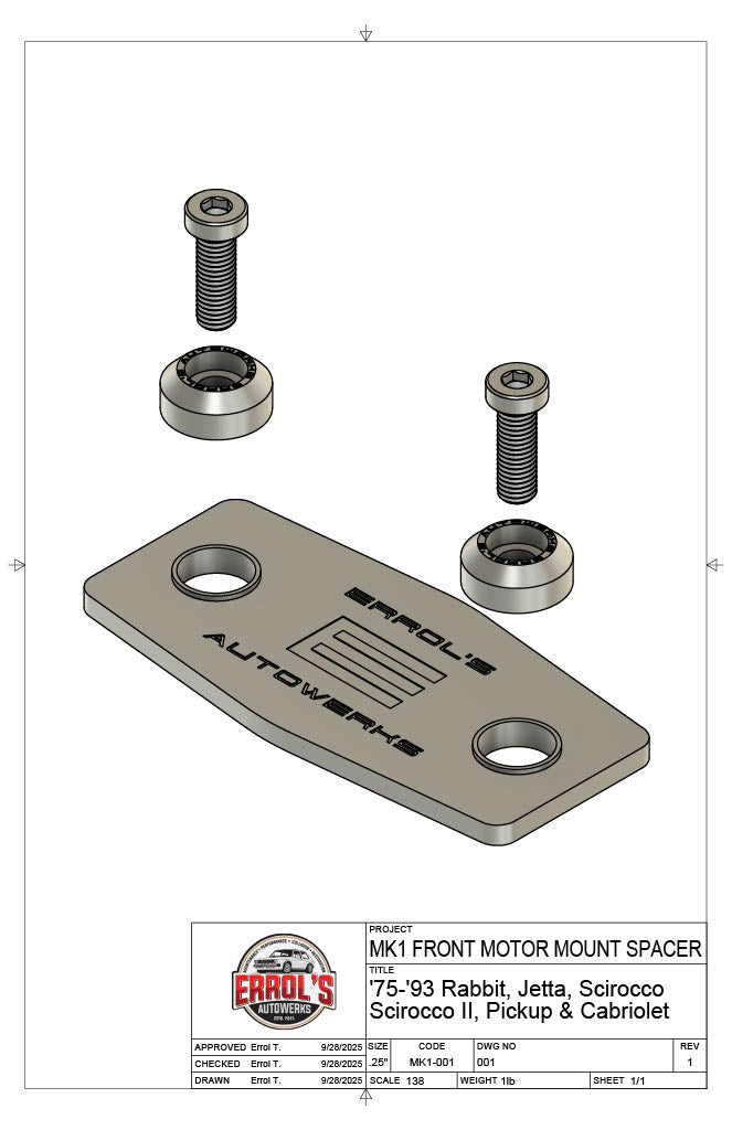 MK1 Front Motor Mount Spacer