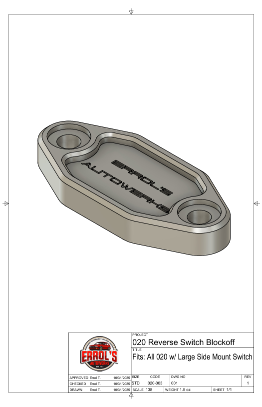 020 Reverse Switch Block Off
